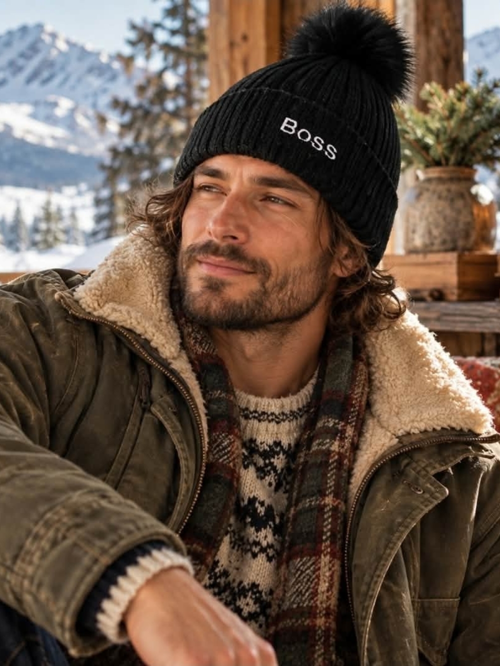BOSS Black Pom Pom Beanie | Ski Core Gorpcore Quiet Luxury Streetwear
